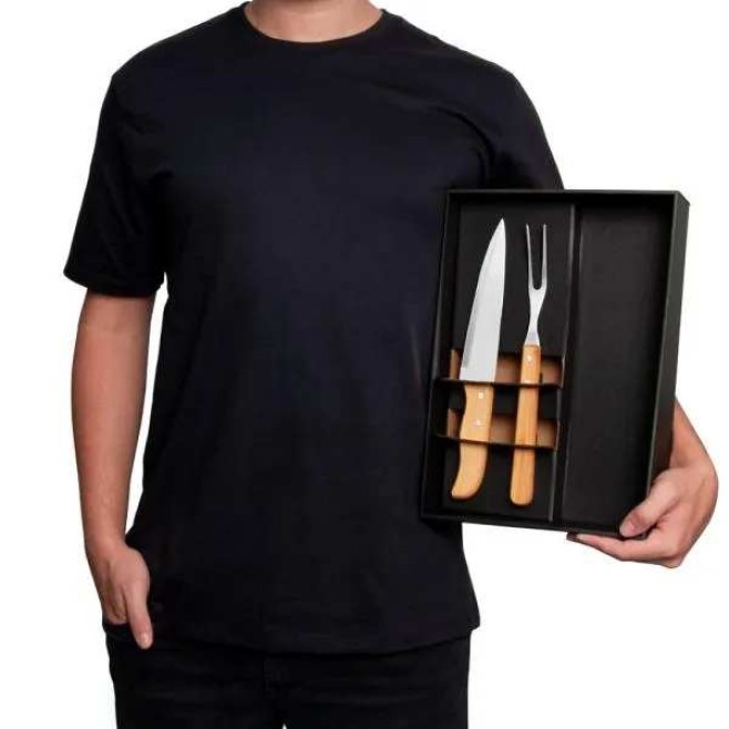 Conj. De Faca E Garfo Com Camiseta - 3 Pçs - Tam. G Personalizado 