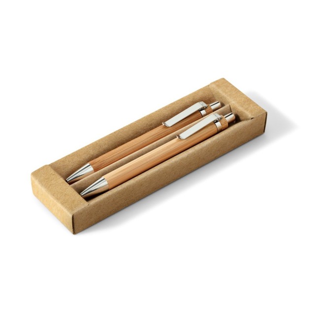Conjunto de Esferográfica e Lapiseira em Bambu Personalizado