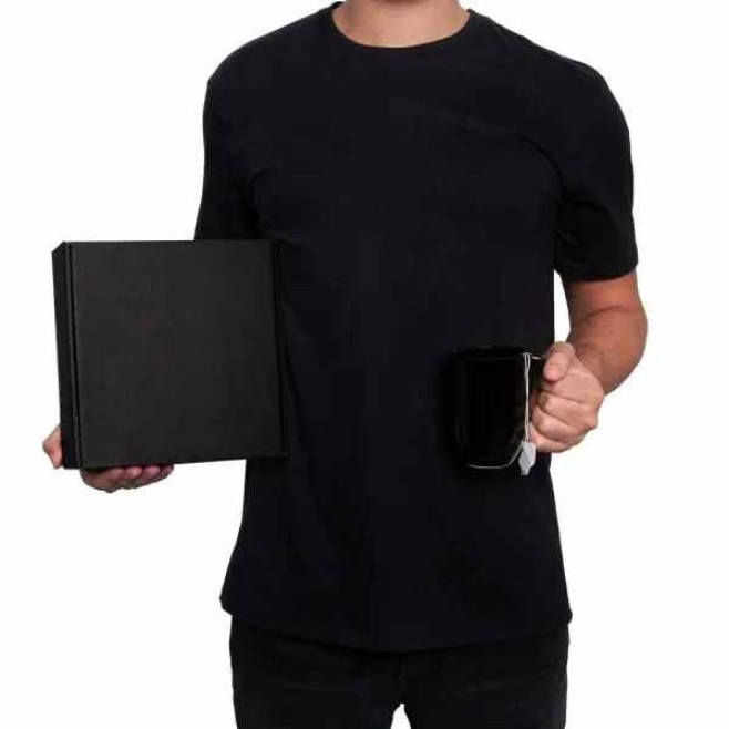 Kit Caneca Em Cerâmica Preta E Camiseta - 2 Pçs Personalizado 