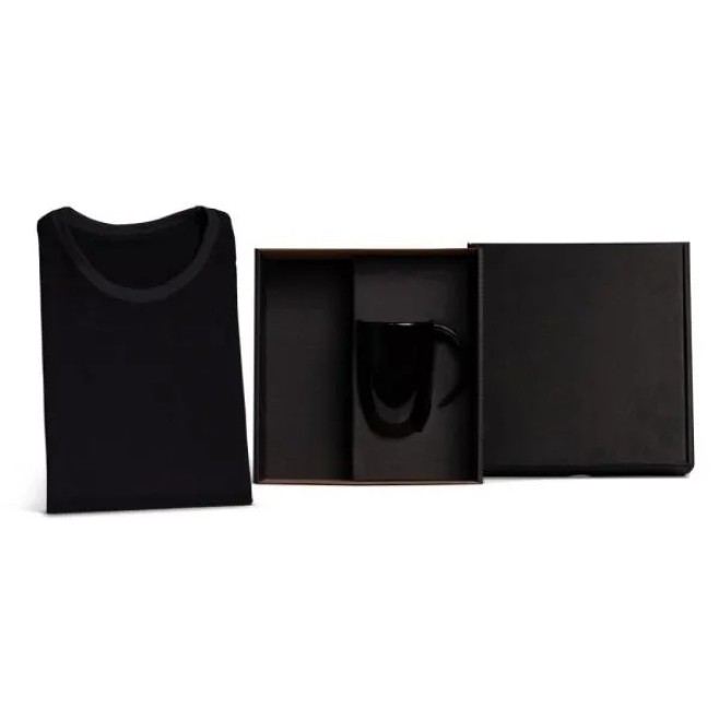 Kit Caneca Em Cerâmica Preta E Camiseta - 2 Pçs - Tam. M Personalizado 