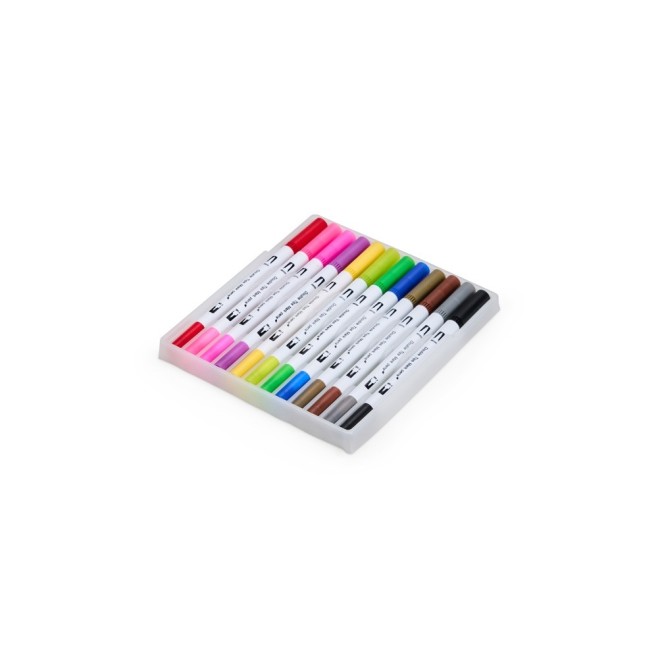 Kit Canetinhas Ponta Dupla Com 12 Cores Promocional