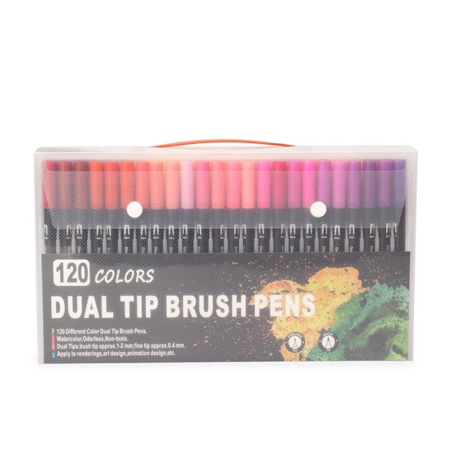 Kit Canetinhas Ponta Dupla Com 120 Cores Personalizado