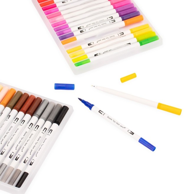 Kit Canetinhas Ponta Dupla Com 36 Cores Promocional