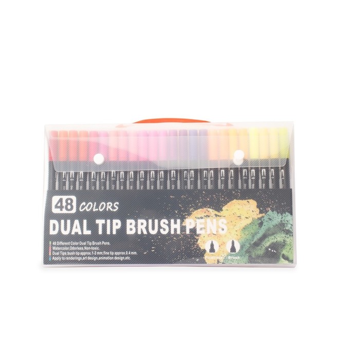 Kit Canetinhas Ponta Dupla Com 48 Cores Personalizada