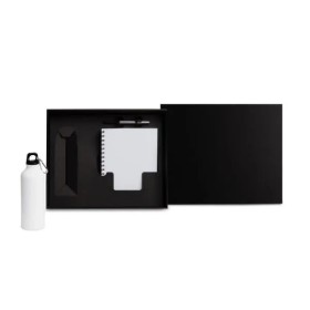 Kit Com Squeeze, Caneta E Caderno - Branco - 3 Pçs Personalizado