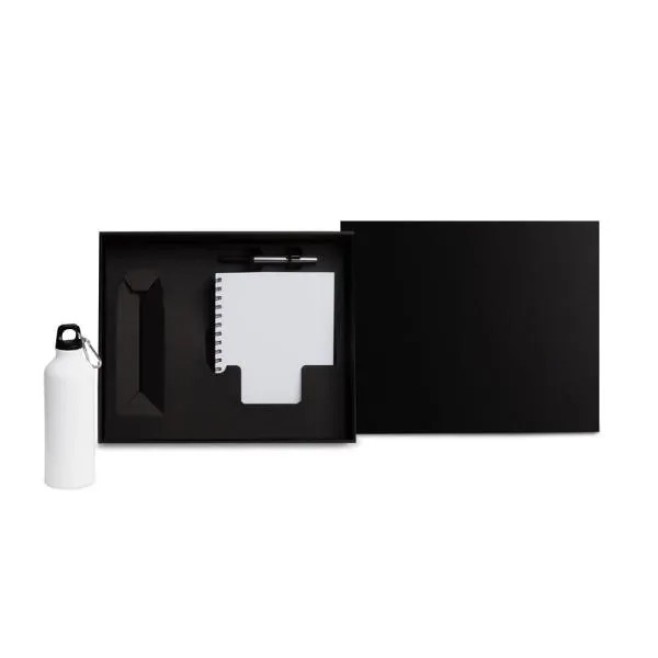 Kit Com Squeeze, Caneta E Caderno - Branco - 3 Pçs Personalizado