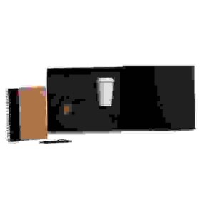 Kit Copo, Caderno E Caneta - Preto - 3 Pçs Personalizado 