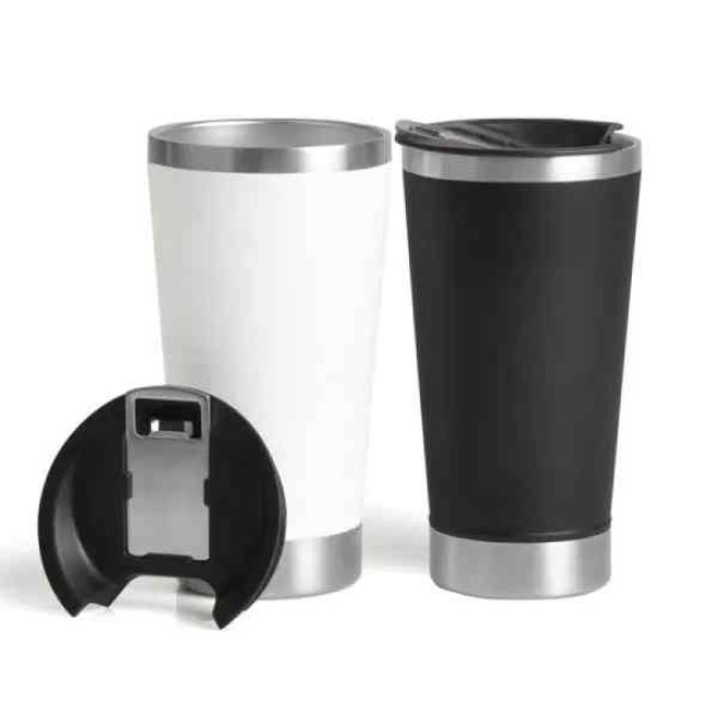 Kit De Copos Térmicos 500ml - Preto/Branco - 2 Pçs Personalizado