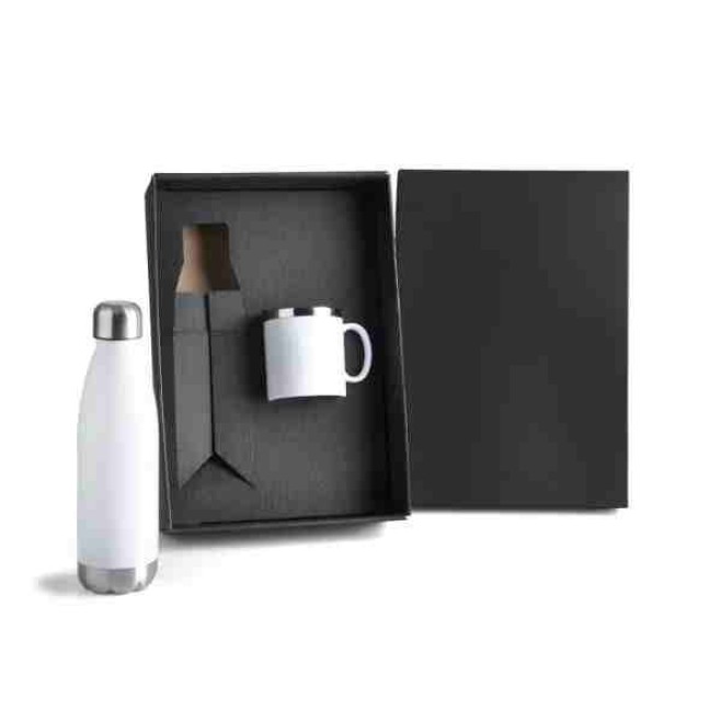 Kit Garrafa e Caneca Branca Personalizado