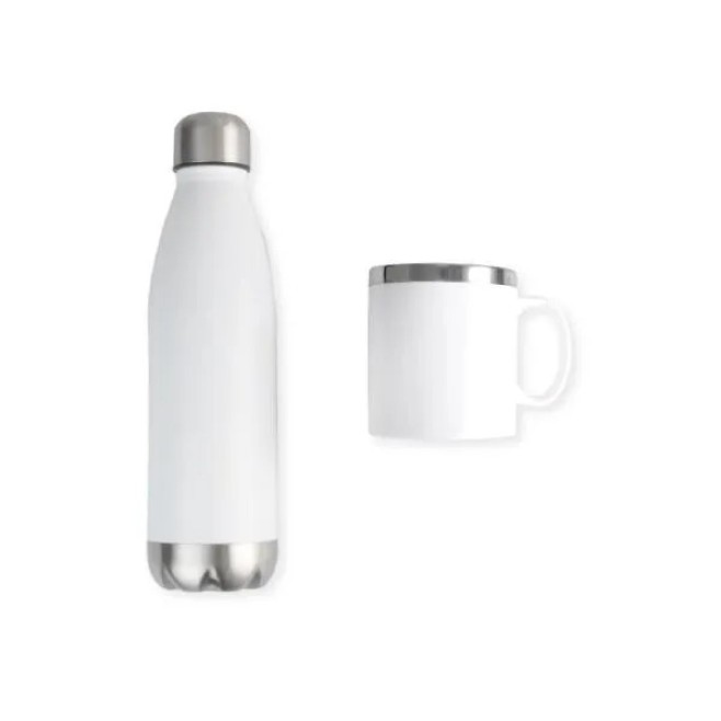 Kit Garrafa e Caneca Branca Personalizado