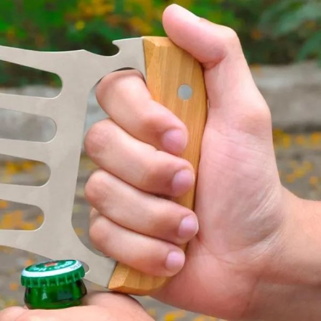 Kit Para Churrasco Em Bambu / Madeira / Inox - 4 Peças Personalizado