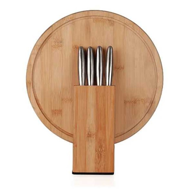 Kit para Queijo Com Cepo Em Bambu / Inox Personalizado 