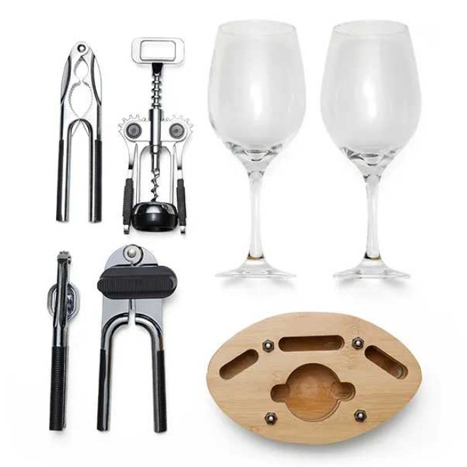 Kit Queijo, Taça, Tábua E Utensílios 6 Peças com Logo 