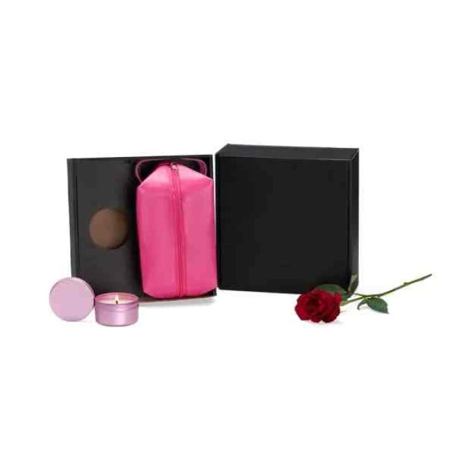 Kit Vela Aromatizada E Necessaire - Rosa - 2 Pçs Personalizado