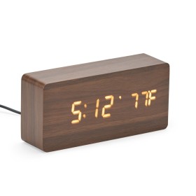 Relógio Despertador de Madeira Com Painel LED Personalizado