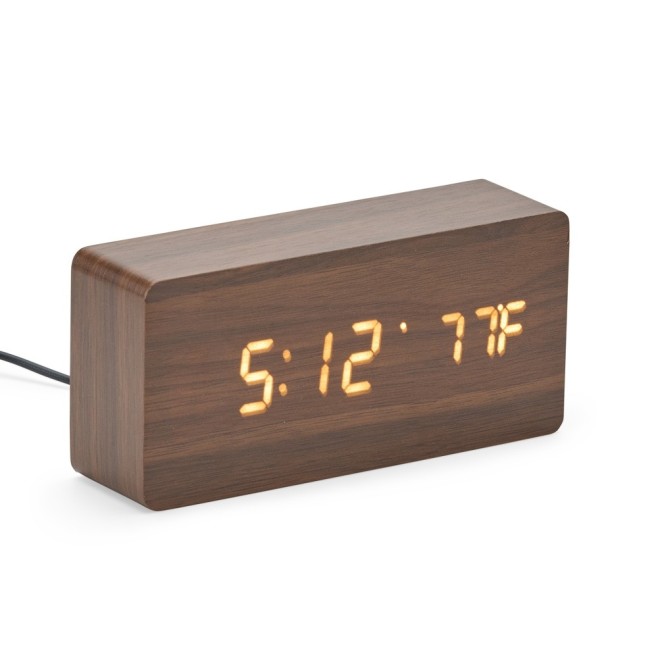 Relógio Despertador de Madeira Com Painel LED Personalizado