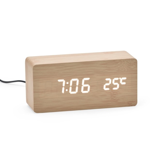 Relógio Despertador de Madeira Com Painel LED Personalizado